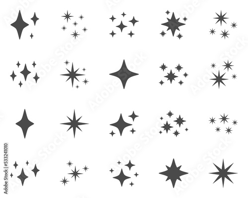 Set of stars sparkles, flat design © Pure Imagination