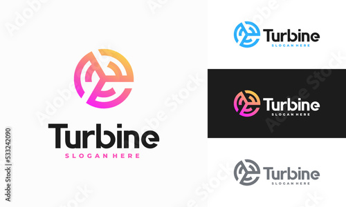 Modern Spinning Turbine logo designs concept, Wind Power energy Technology logo