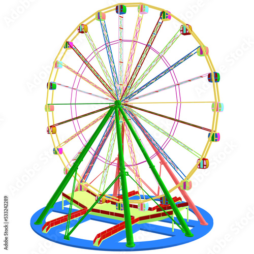 Carousel Vector. Colorful Vector Illustration Of Carousel Isolated On White Background.