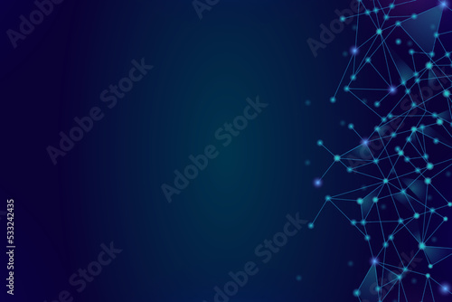 Blue network. Abstract connection on blue background. Network technology background with dots and lines for desktop. Ai background. Modern abstract concept. Ai background vector, network technology