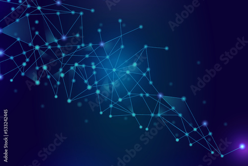 Blue network. Abstract connection on blue background. Network technology background with dots and lines for desktop. Ai background. Modern abstract concept. Ai background vector, network technology
