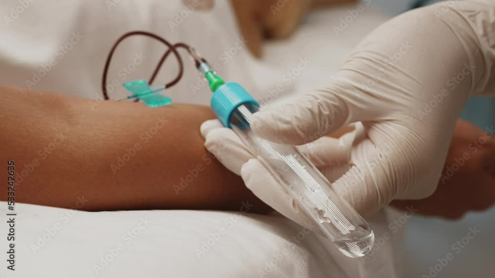 Taking a blood test. Taking a blood test.