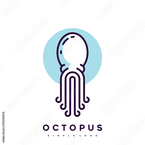 abstract octopus logo with line style,simple octopus logo
