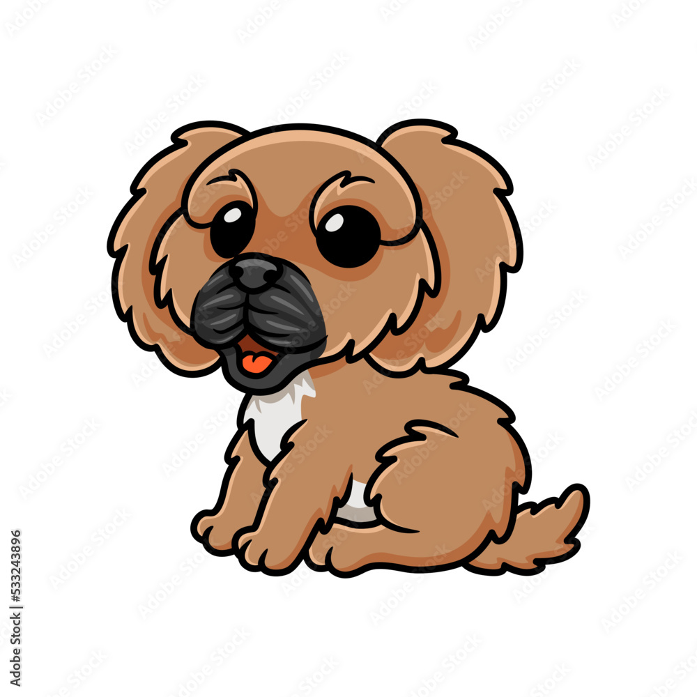 Obraz premium Cute little pekingese dog cartoon