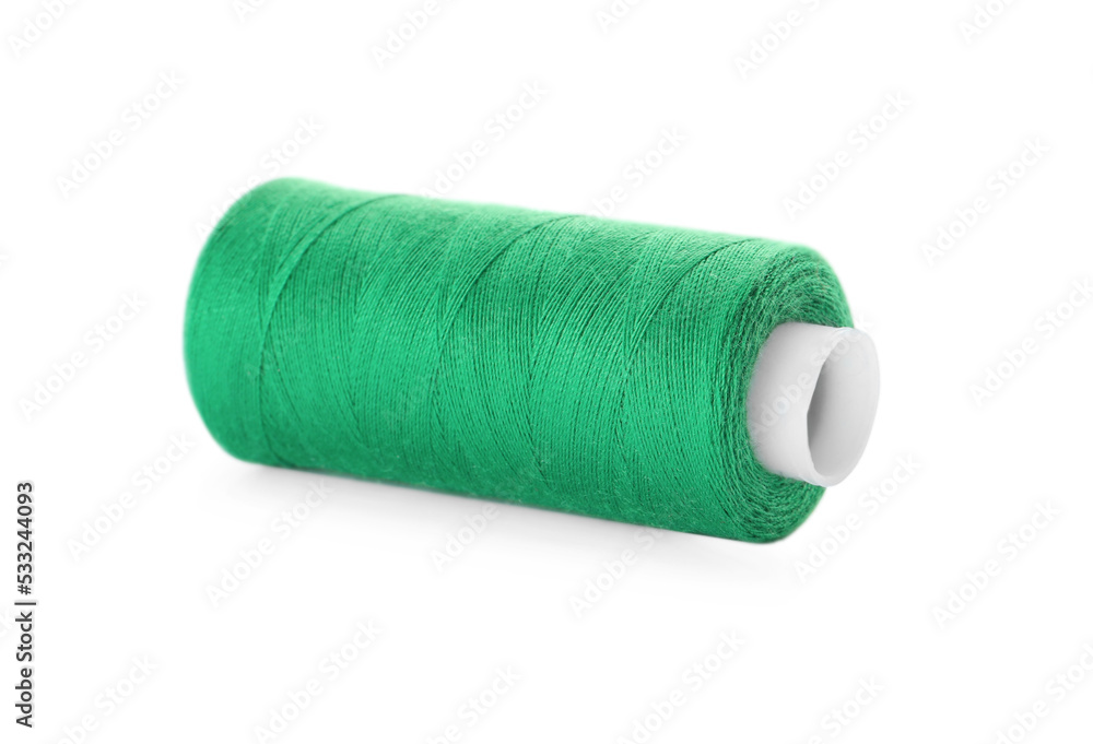 Spool of green sewing thread isolated on white Spool of green sewing thread isolated on white