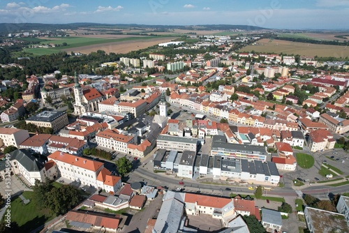 Vyskov is a town in the South Moravian Region of the Czech Republic,Europe,historic town centre is well preserved and is protected as urban monument zone,aerial panorama cityscape view photo