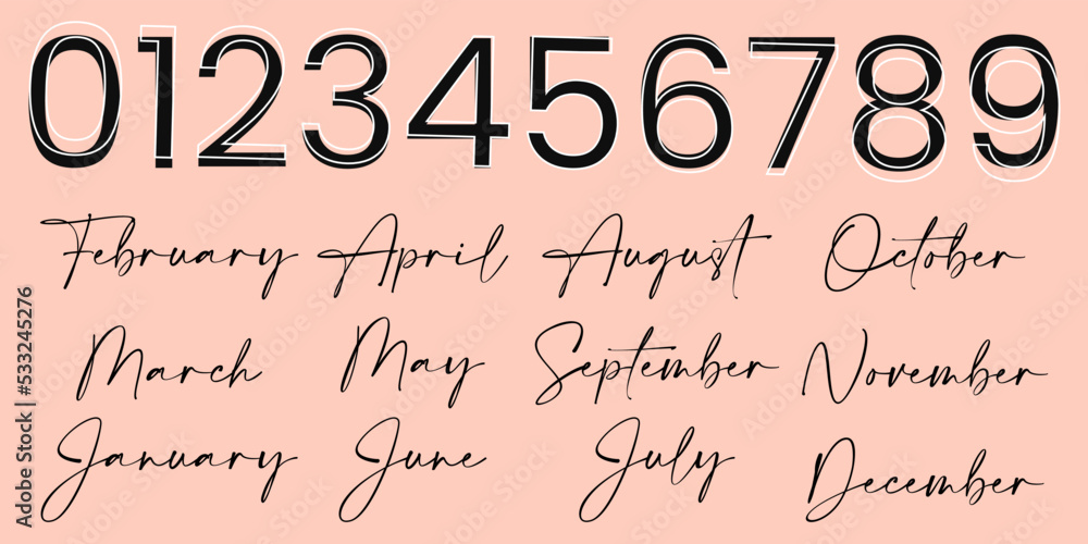 Flat vector aesthetic alphabet & number. Stock Vector | Adobe Stock