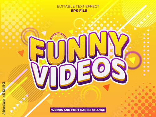 funny video text effect, font editable, typography, 3d text. vector template