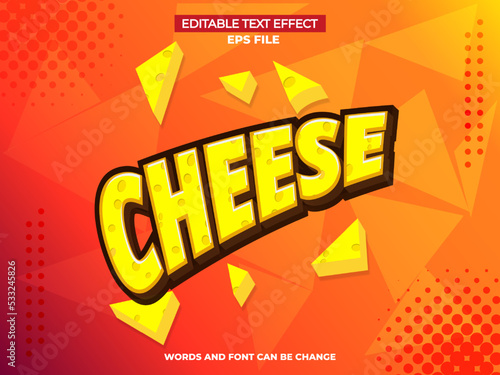 cheese text effect, font editable, typography, 3d text. vector template