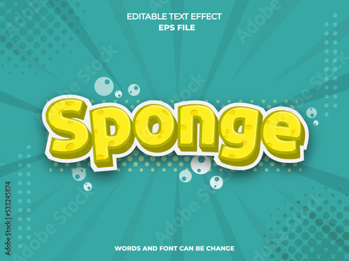sponge text effect, font editable, typography, 3d text. vector template