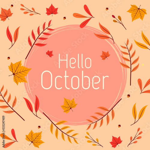 background design to welcome the month of october with autumn theme