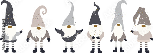 Set Holiday Gnomes  isolated Vector illustration on white background