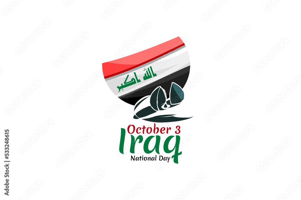 October 3, Happy Iraq National Day Vector illustration. Suitable for greeting card, poster and banner.