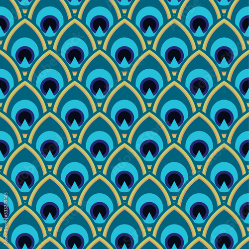 Green Peacock Seamless Pattern