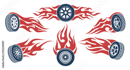 Wheels speeding flame