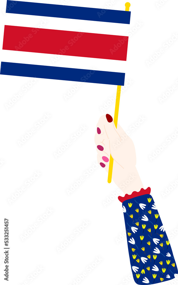 Obraz premium Costa Rica flag hand drawn,Costa Rican colon hand drawn