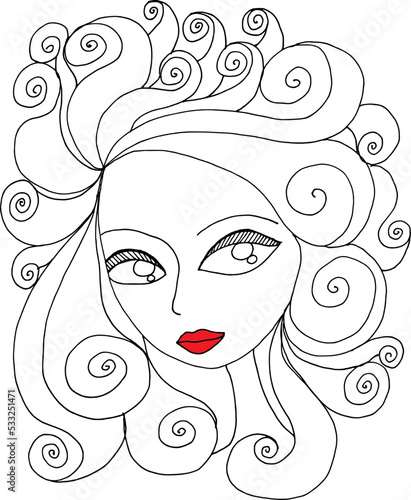 Black and white beauty hair mandala pattern design vector drawing