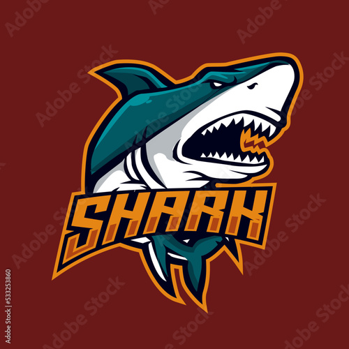 shark mascot logo gaming illustration vector