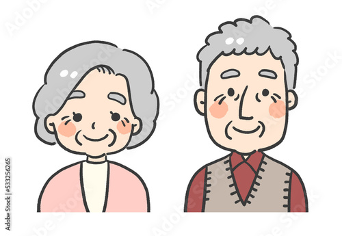 笑顔のおじいちゃんおばあちゃんのイラスト	