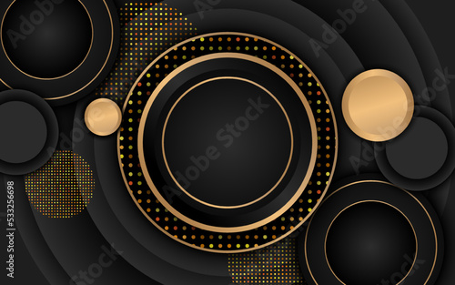 Black backgrounds with circle frames and golden pattern