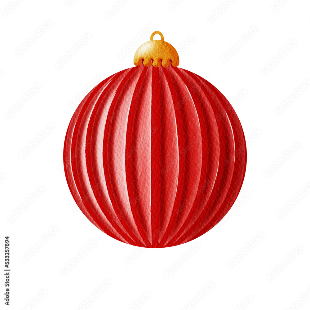 Red Watercolor christmas ball. Red Watercolor christmas ball.