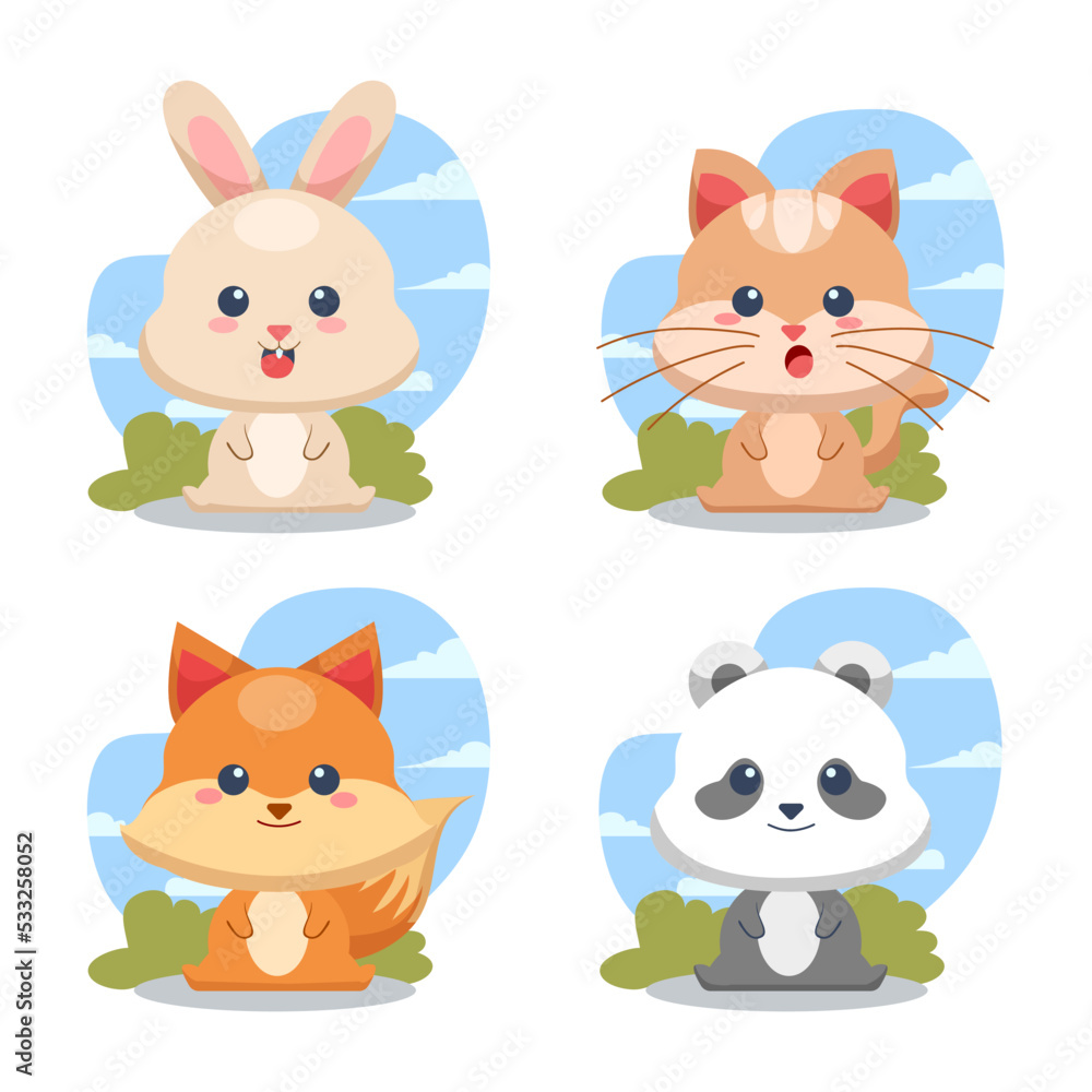 Kawaii animal cartoon character collection