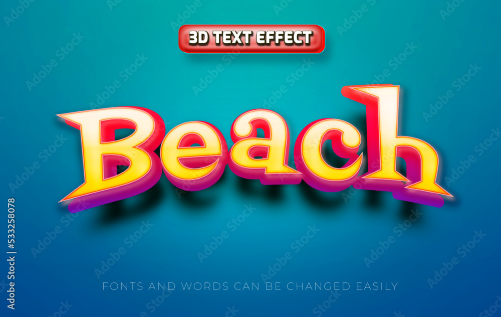Beach 3d editable text effect style