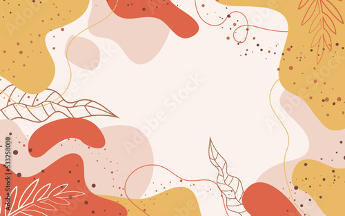 Hand drawn abstract minimalist leaves background