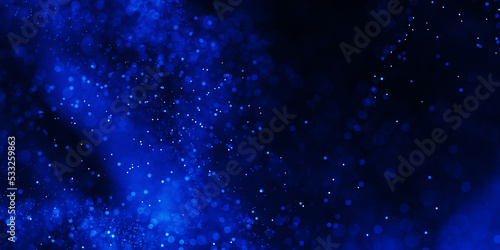 Fototapeta Naklejka Na Ścianę i Meble -  Abstract particle background. Blue dots background. Dust particles. abstract background with blue particles on black. Glowing magical lights, sparkling glittering effect.