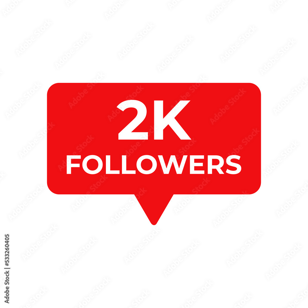 2k followers red vector, icon, stamp,logoillustration 2k followers red vector, icon, stamp,logoillustration