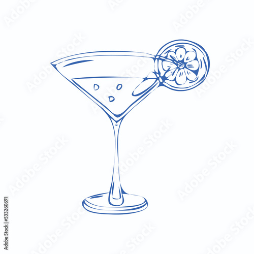 Hand draw alcoholic cocktail Margarita Vector illustration
