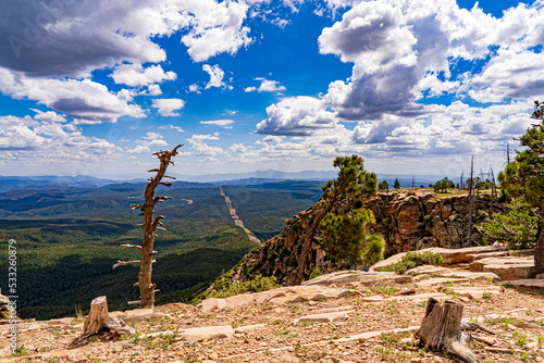 The view from the Mogollon Rim in Arizona toward the distant mountains © TomR