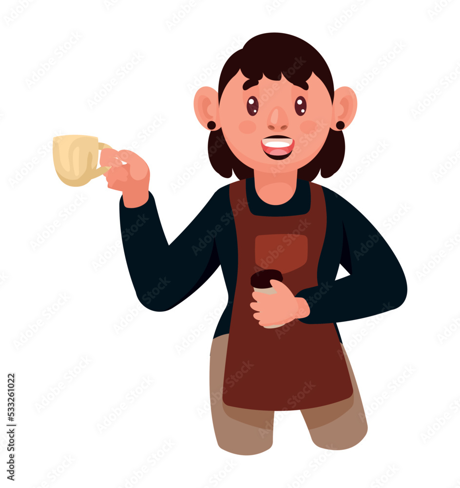 female barista with coffee cup