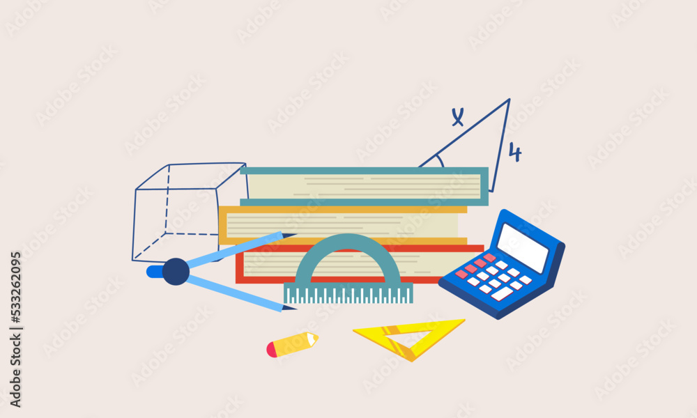 Cartoon maths elements background, education logo Stock Vector | Adobe ...