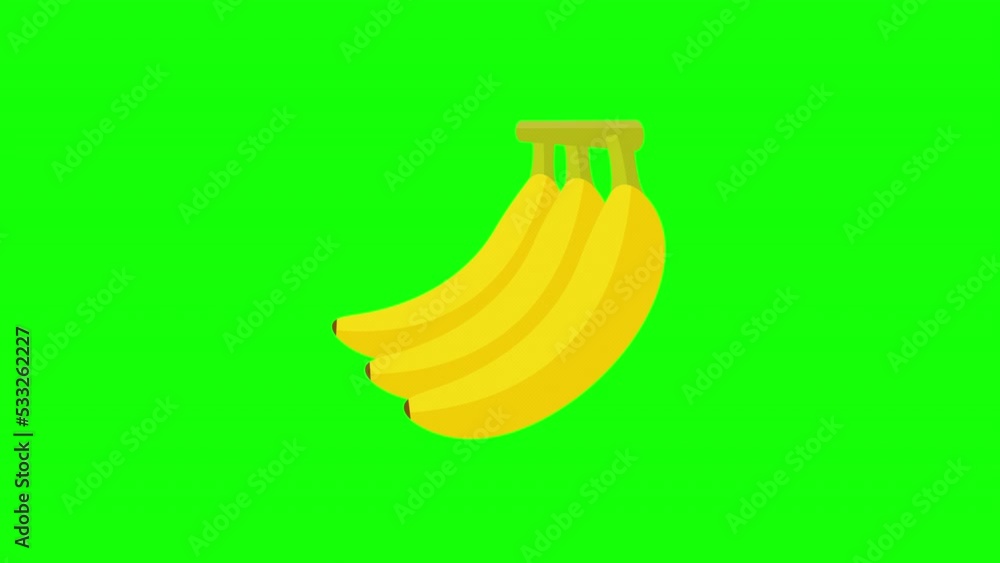Banana icon, Animated Fruit icons. Banana cartoon animation. loop