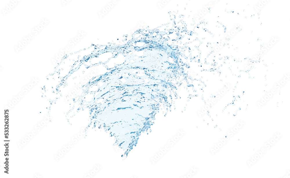 Naklejka premium 3d clear blue water scattered around, water splash transparent, 3d render illustration