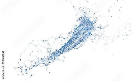 3d clear blue water scattered around, water splash transparent, 3d render illustration
