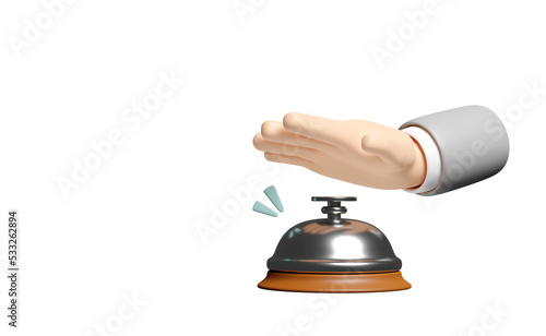 3d service bell icon with hands pushing isolated. 3d render illustration photo