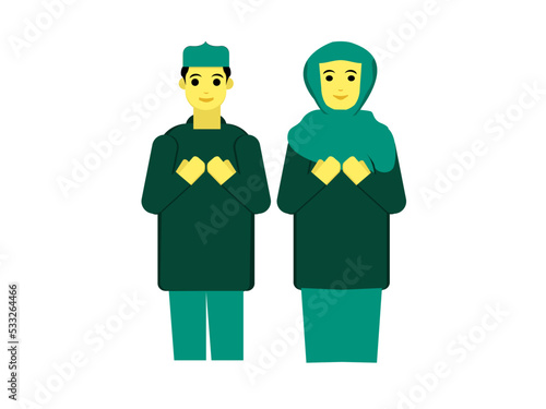 illustration of muslim praying, white vector backround