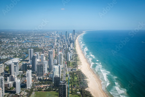 Surfers Paradise from a helicopter, Gold Coast Australia © Cloudcatcher Media
