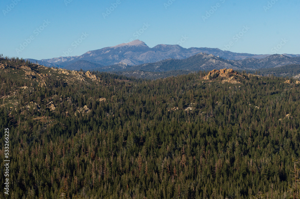 Sequoia National Forest, Kern Plateau in California. The Olancha Peak in the Sierra Nevada range is shown in the background. Image taken from Sherman Pass Vista.