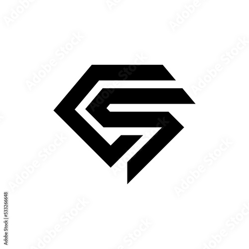 Letter CS Diamond Initial Monogram Logo Template Vector Illustration Isolated in Black White Background