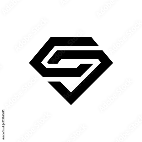 Letter CJ Diamond Initial Monogram Logo Template Vector Illustration Isolated in Black White Background