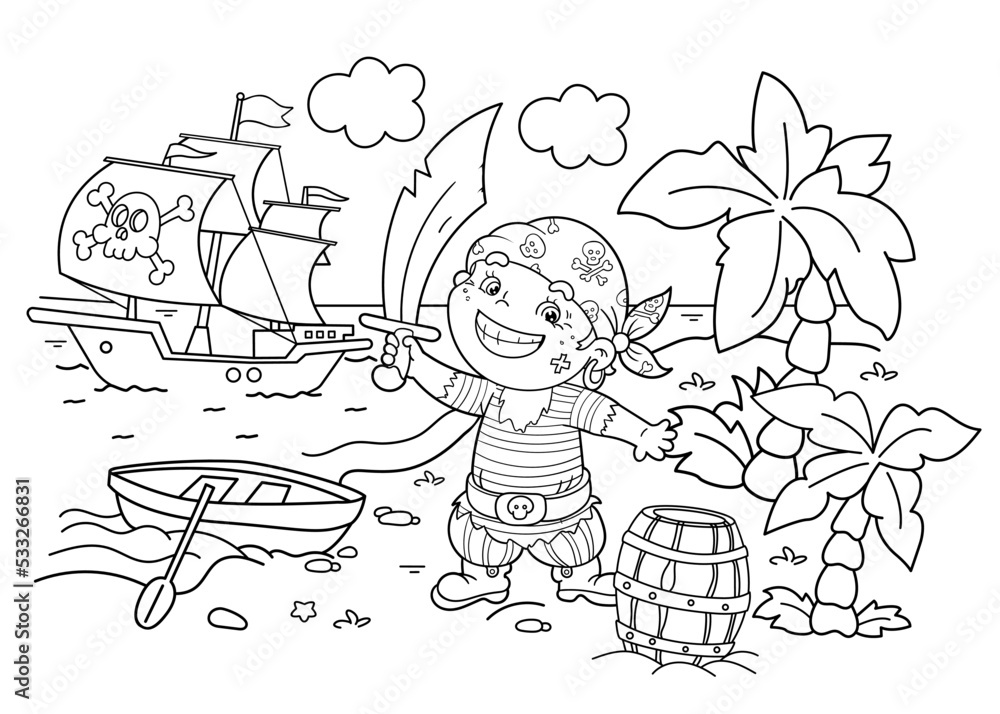 Pirate Island Coloring Pages