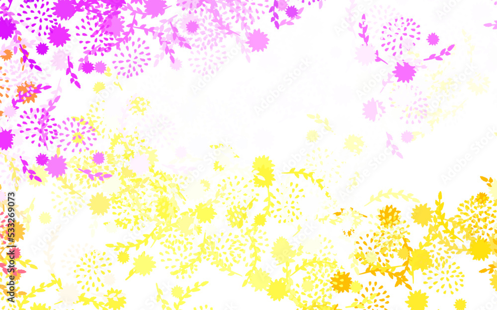Light Pink, Yellow vector abstract design with flowers