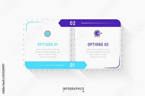 Vector Infographic label design template with icons and 2 options or steps. Can be used for process diagram, presentations, workflow layout, banner, flow chart, info graph.