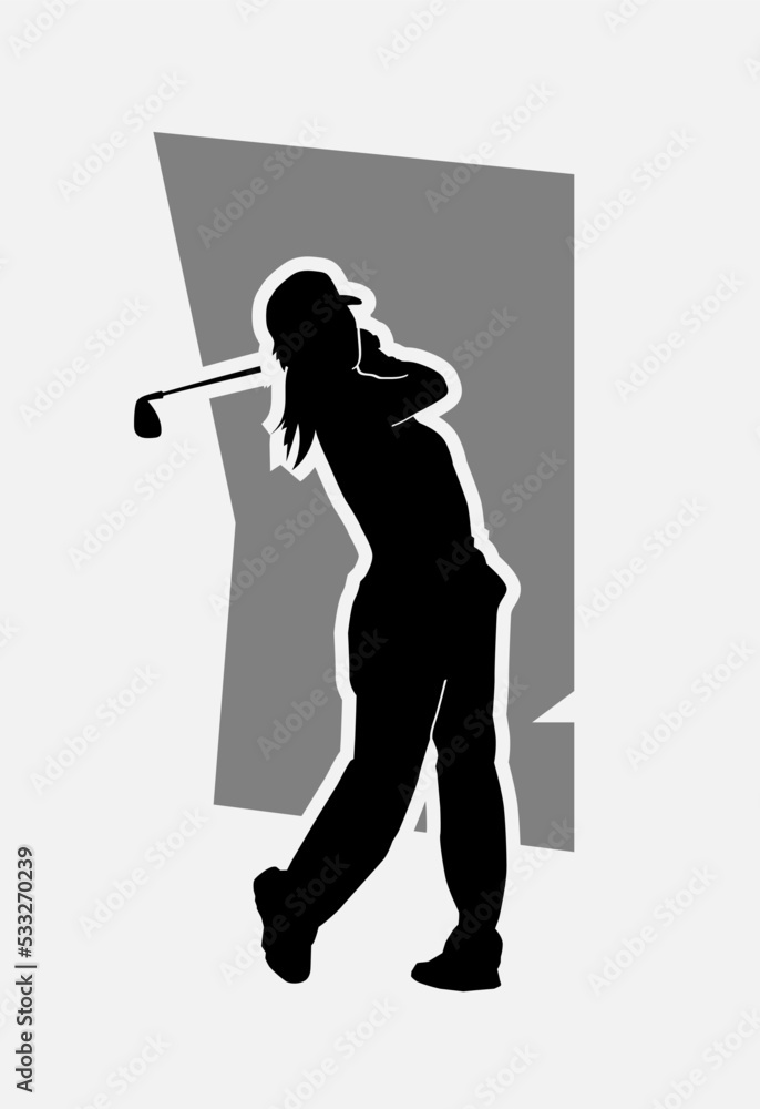 Female golf player silhouette icon, symbol sign vector illustration logo template Isolated for any purpose Female golf player silhouette icon, symbol sign vector illustration logo template Isolated for any purpose