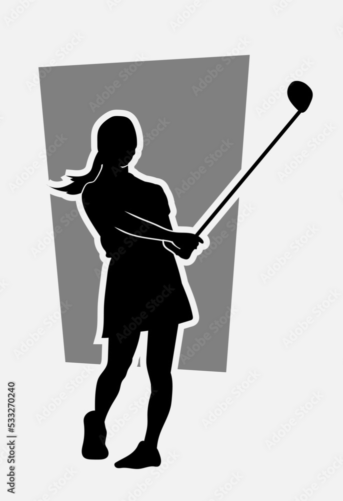 Female golf player silhouette icon, symbol sign vector illustration logo template Isolated for any purpose Female golf player silhouette icon, symbol sign vector illustration logo template Isolated for any purpose