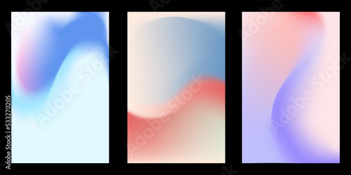 Set of abstract trendy in blending gradient color for background. Smooth minimalist color texture for poster template, cover, presentation, web and creative print.