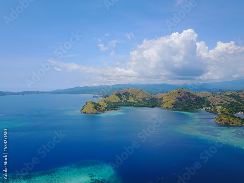 Beautiful aerial view of Gili Laba island, Flores, Indonesia